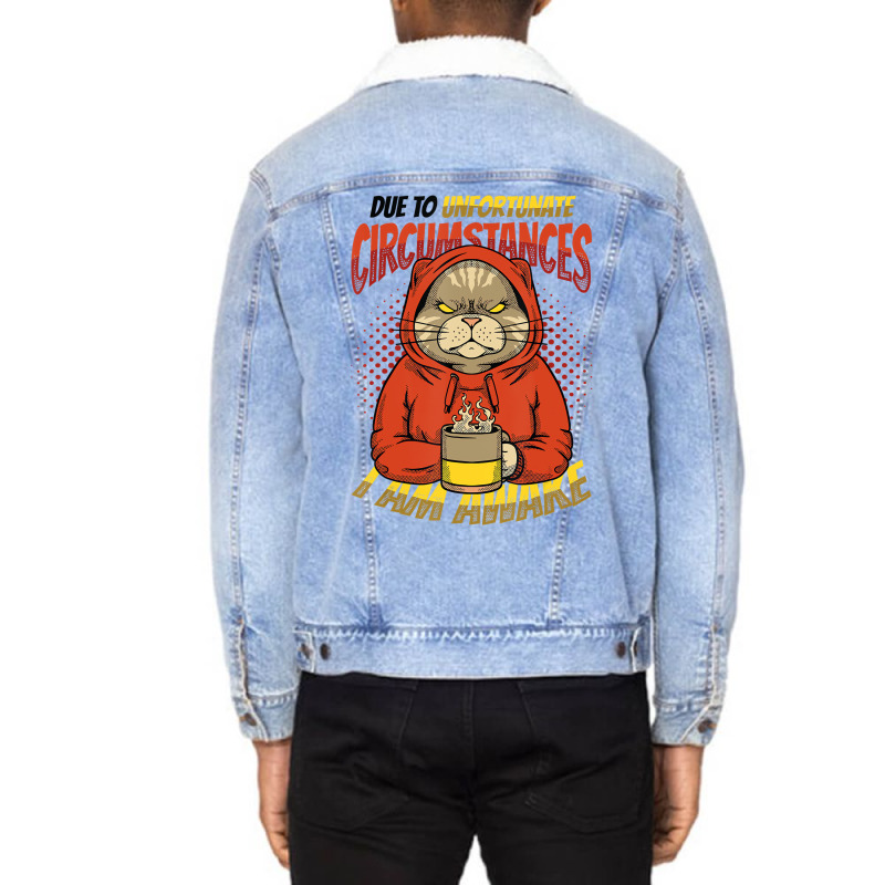 Due To Unfortunate Circumstances I Am Awake Late R Unisex Sherpa-Lined Denim Jacket by gabuya | Artistshot