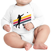 Shot Put Girl Retro Stripe   Track & Field Shot Pu Long Sleeve Baby Bodysuit | Artistshot