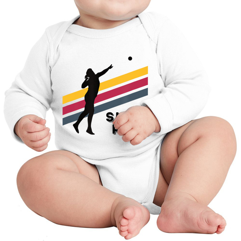 Shot Put Girl Retro Stripe   Track & Field Shot Pu Long Sleeve Baby Bodysuit by qadina | Artistshot