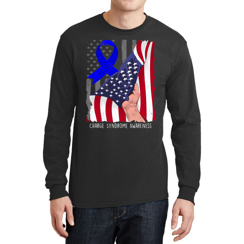 Charge Syndrome Shirt Awareness American Flag Blue Long Sleeve Shirts by AURRADILLARD | Artistshot