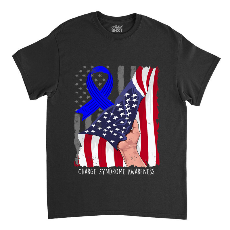 Charge Syndrome Shirt Awareness American Flag Blue Classic T-shirt by AURRADILLARD | Artistshot