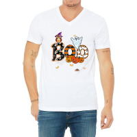 Boo Creepy Owl Pumpkin Ghost Funny Halloween Costu V-neck Tee | Artistshot