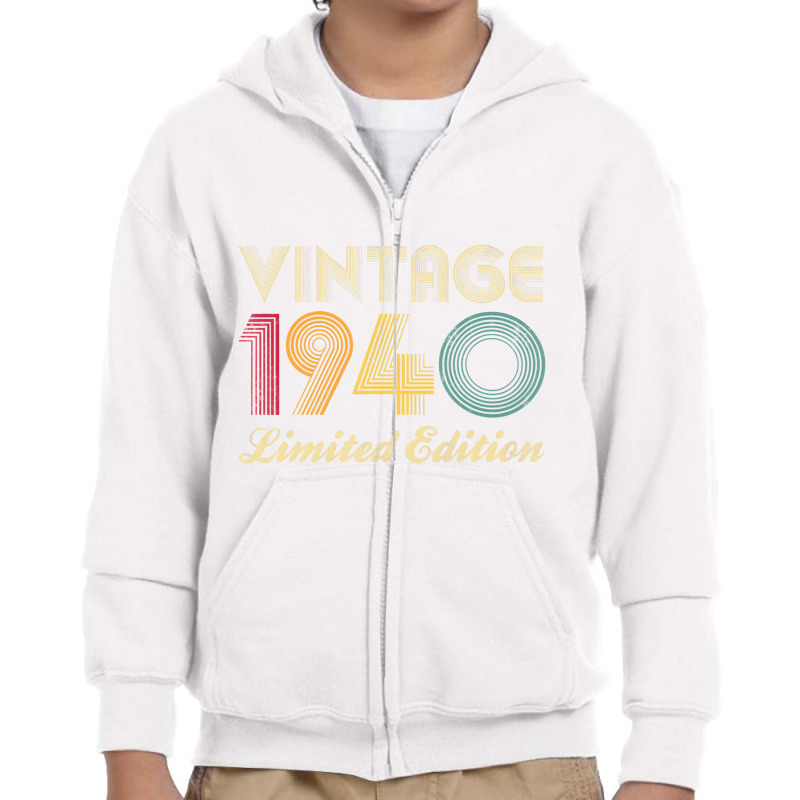 80th Birthday Gift 1940 Vintage Limited Edition 80 Youth Zipper Hoodie by krumsiek | Artistshot