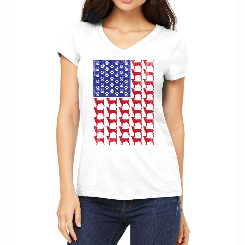 Jack Russell Terrier American Flag Women's V-Neck T-Shirt by hoainv | Artistshot