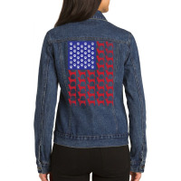 Jack Russell Terrier American Flag Ladies Denim Jacket | Artistshot