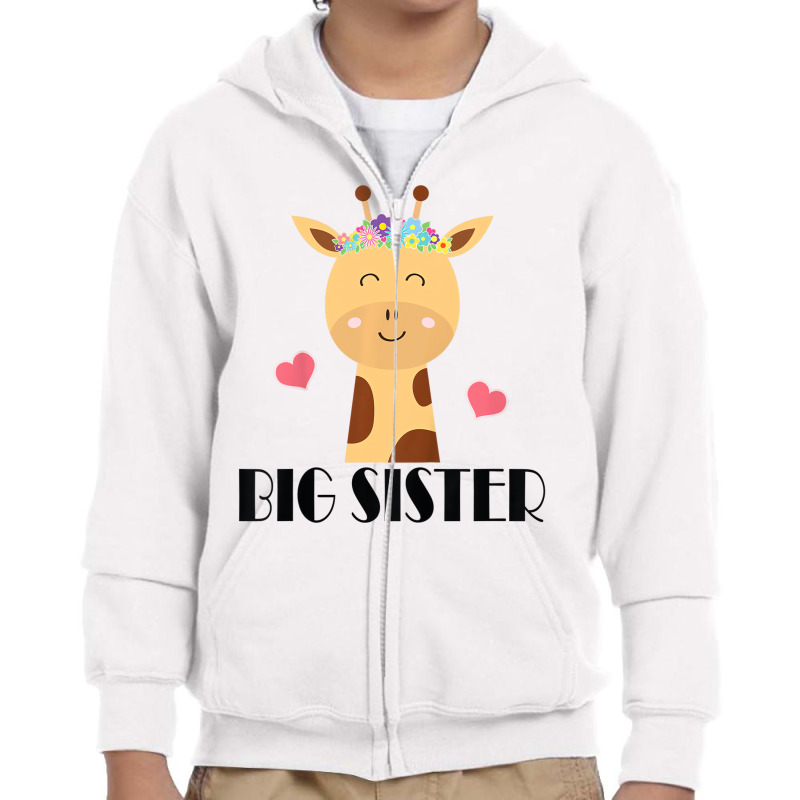 Kids Big Sister Giraffe Big Sis T Shirt Youth Zipper Hoodie by voutsro | Artistshot