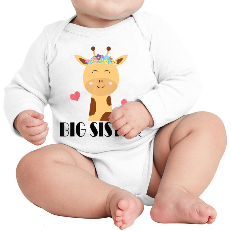 Kids Big Sister Giraffe Big Sis T Shirt Long Sleeve Baby Bodysuit by voutsro | Artistshot