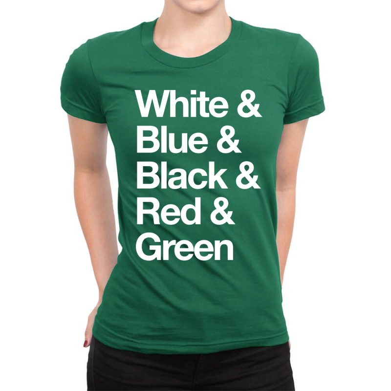 White & Blue & Black & Red & Green   Reversed 20 Ladies Fitted T-Shirt by kubalgopinc | Artistshot