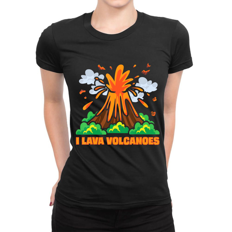 Geology Science Geologist Collector Lava Volcano L Ladies Fitted T-Shirt by validokel | Artistshot