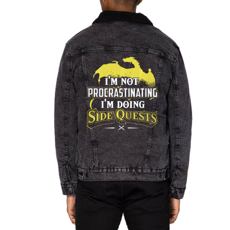 Kids I'm Not Procrastinating I'm Doing Side Quests Unisex Sherpa-lined Denim Jacket | Artistshot