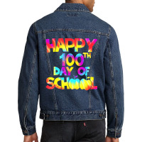 Tie Dye Happy 100th Day Of School Teacher Student Men Denim Jacket | Artistshot