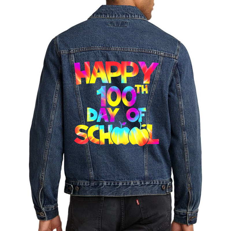 Tie Dye Happy 100th Day Of School Teacher Student Men Denim Jacket | Artistshot