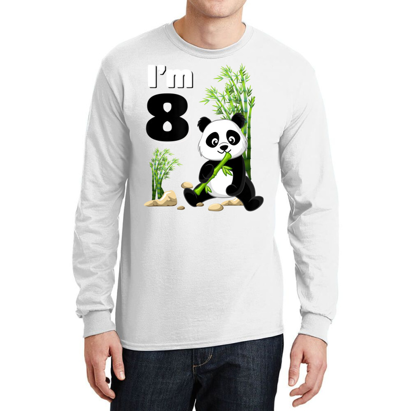 8 Year Old Gifts 8th Birthday Party Animal Panda L Long Sleeve Shirts | Artistshot