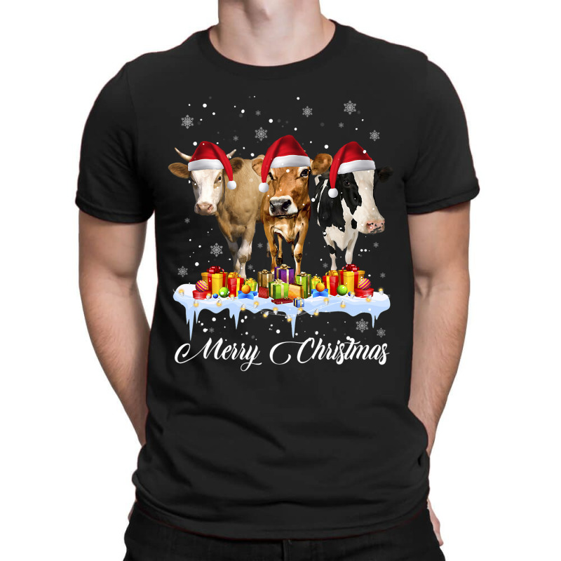 Cow Christmas Lights Tree Sweater Stocking Ornamen T-shirt | Artistshot