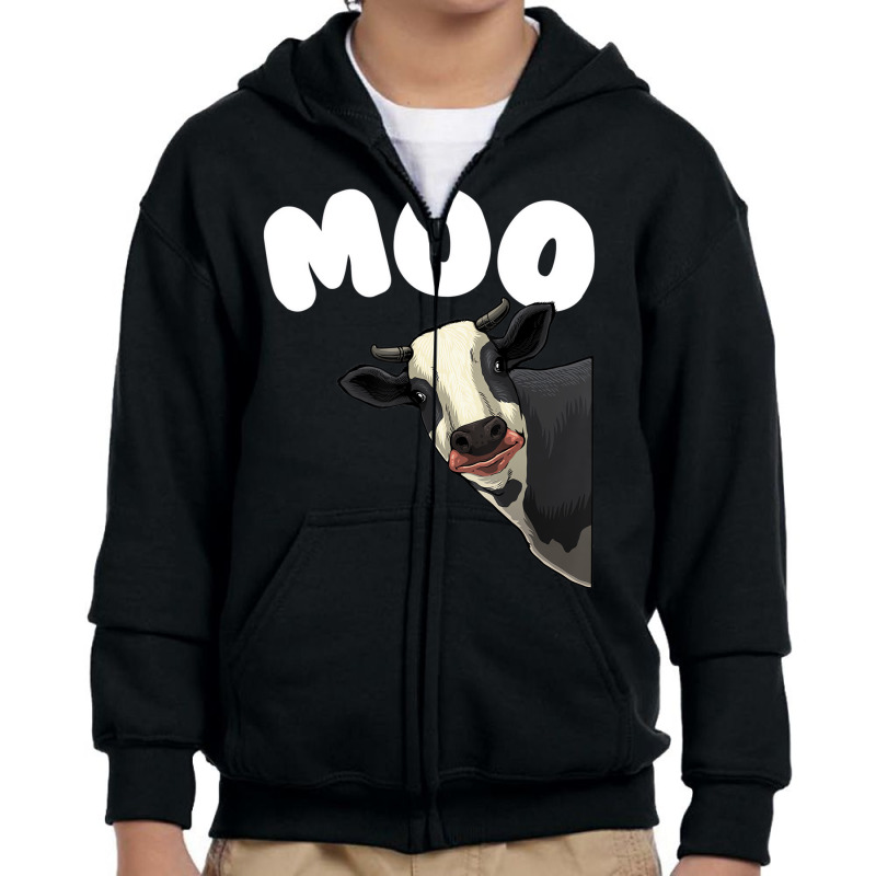 Funny Cow Design For Men Women Cow Farmer Dairy Fa Youth Zipper Hoodie | Artistshot