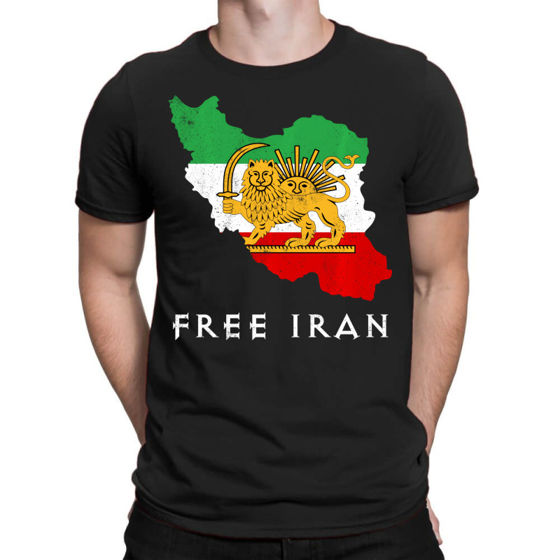 Iran Flag Map Lion Sun Sword Free Iran Support Wom T-shirt | Artistshot