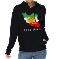 Iran Flag Map Lion Sun Sword Free Iran Support Wom Lightweight Hoodie | Artistshot