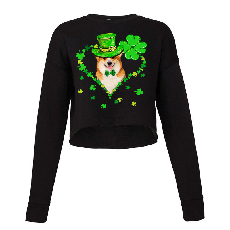 Cute Corgi Saint Patricks Day Dogs Dad Mom Cropped Sweater by DEBORAHBOURSSIQUOT | Artistshot