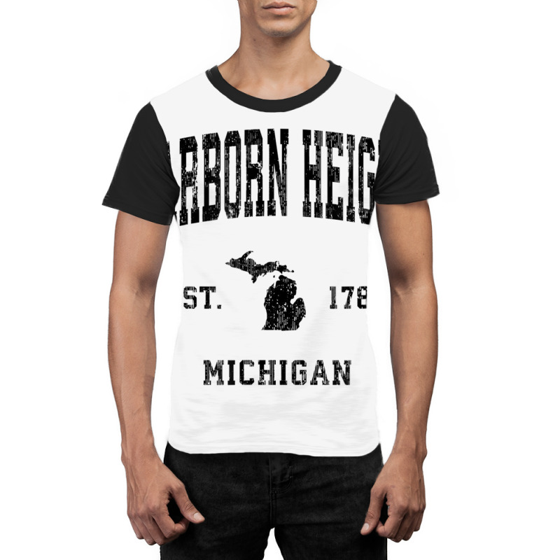 Dearborn Heights Michigan Mi Vintage Athletic Blac Graphic T-shirt | Artistshot