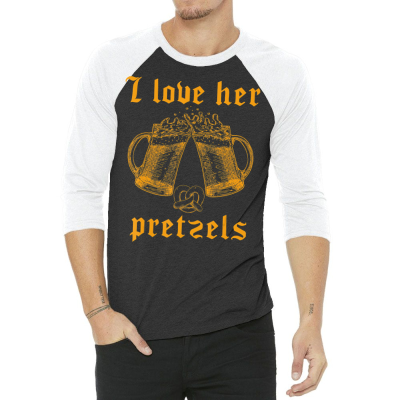 Mens I Love Her Pretzels Oktoberfest Couple Matchi 3/4 Sleeve Shirt | Artistshot