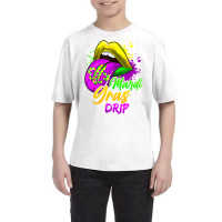 Mardi Gras Dripping Lips Funny Mardi Gras Drip Col Youth Tee | Artistshot