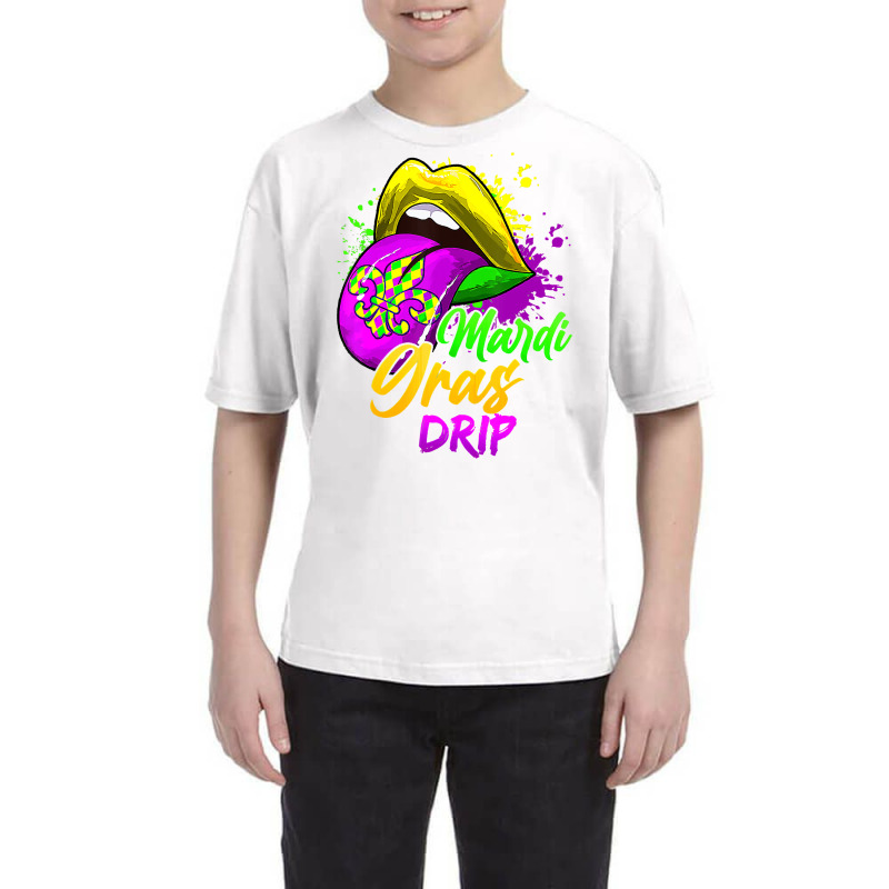 Mardi Gras Dripping Lips Funny Mardi Gras Drip Col Youth Tee | Artistshot