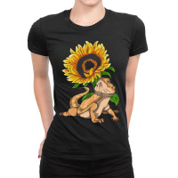 Lizard Reptile Sunflower Pet Owner Floral Bearded  Ladies Fitted T-shirt | Artistshot