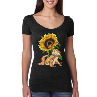 Lizard Reptile Sunflower Pet Owner Floral Bearded  Women's Triblend Scoop T-shirt | Artistshot