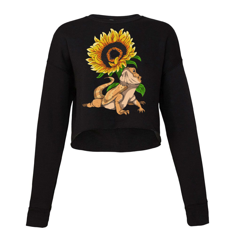 Lizard Reptile Sunflower Pet Owner Floral Bearded  Cropped Sweater by kerrmanthez | Artistshot