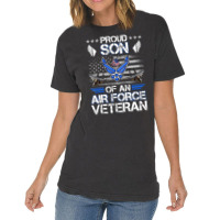 Proud Son Of A Air Force Veteran American Flag Mil Vintage T-shirt | Artistshot