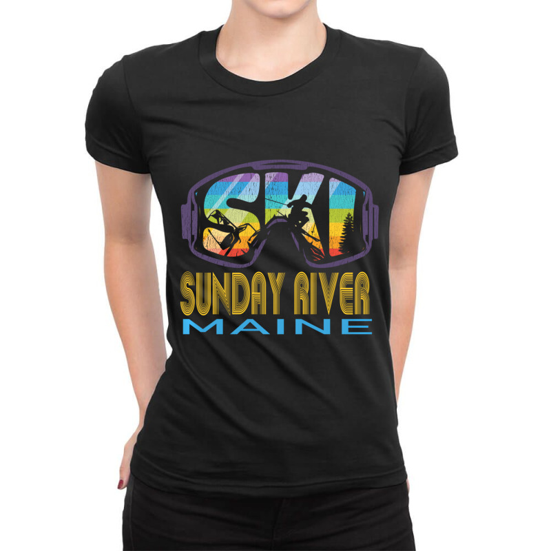 Ski Sunday River Maine Skiing Vacation Pullover Ho Ladies Fitted T-Shirt by ervanm | Artistshot