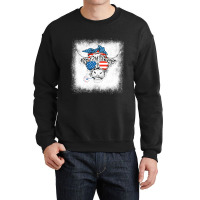 Bleached Highland Cow American Flag Patriotic 4th  Crewneck Sweatshirt | Artistshot