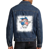 Bleached Highland Cow American Flag Patriotic 4th  Men Denim Jacket | Artistshot