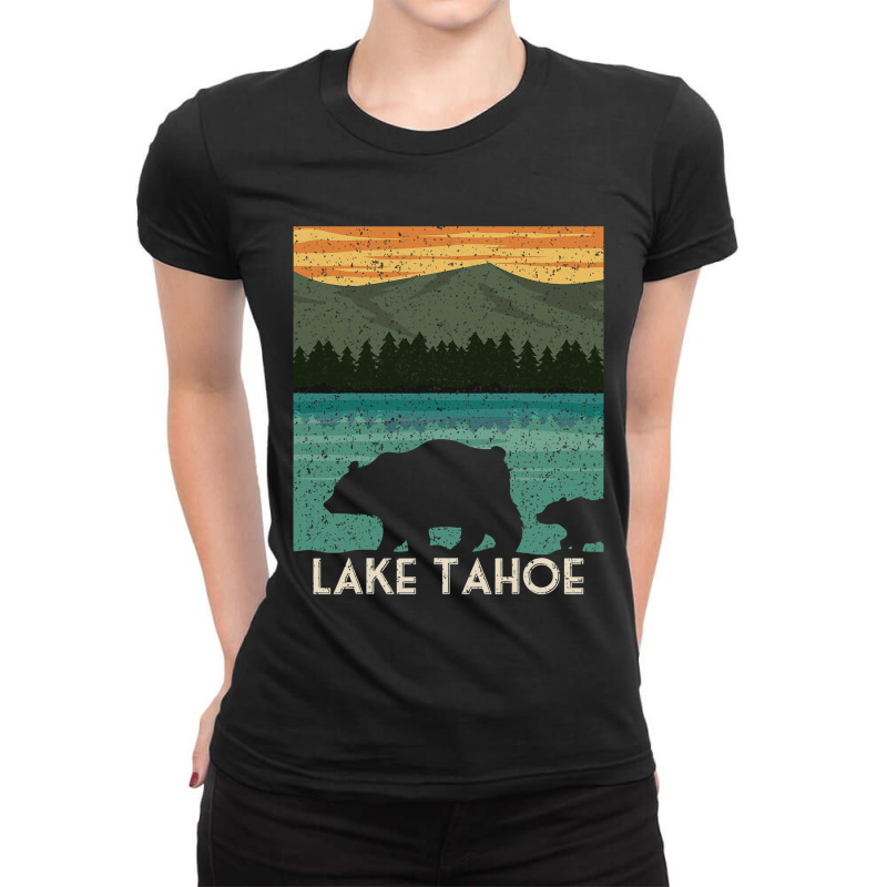 Lake Tahoe California Nevada Vintage Bear Camping  Ladies Fitted T-Shirt by kerrmanthez | Artistshot