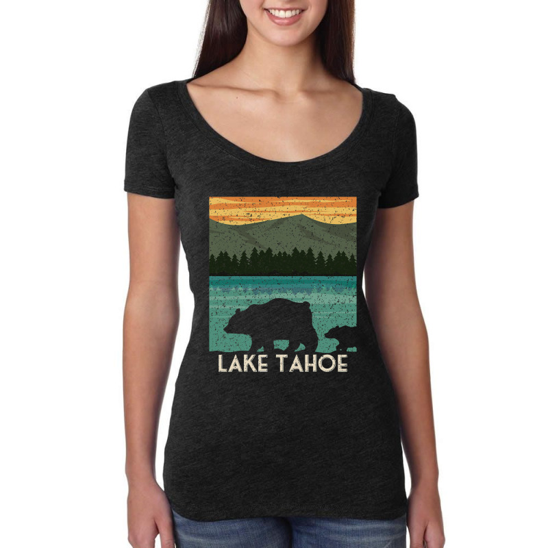 Lake Tahoe California Nevada Vintage Bear Camping  Women's Triblend Scoop T-shirt by kerrmanthez | Artistshot