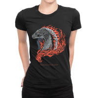 House Of The Dragon Illustrated Dragon With Fire Ladies Fitted T-shirt | Artistshot