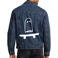 Ghost Skateboard Lazy Halloween Men Denim Jacket | Artistshot