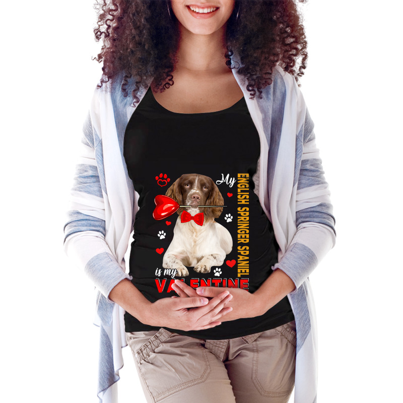 My English Springer Spaniel Is My Valentine Dog Wi Maternity Scoop Neck T-shirt by kerrmanthez | Artistshot