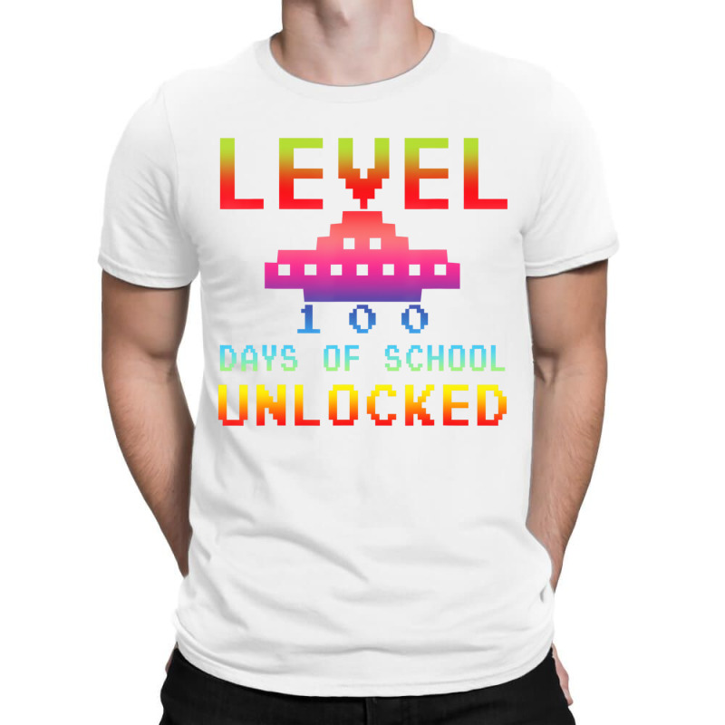 Level 100 Days Of School Unlocked Gamer Watercolor T-shirt | Artistshot