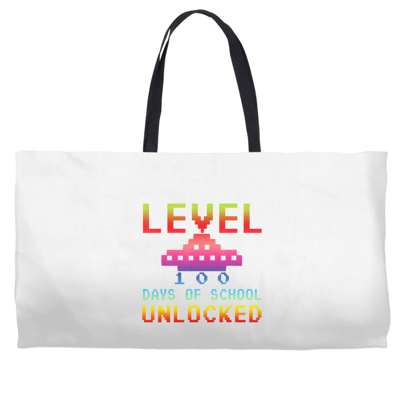 Level 100 Days Of School Unlocked Gamer Watercolor Weekender Totes | Artistshot