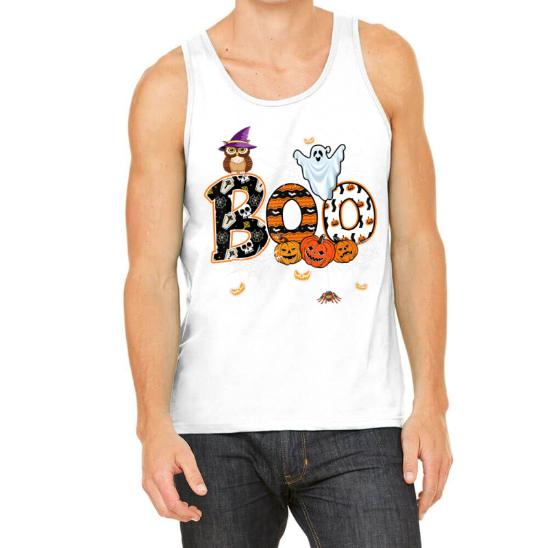 Boo Creepy Owl Pumpkin Ghost Funny Halloween Costu Tank Top | Artistshot