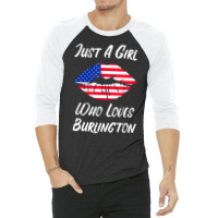 Lips Mouth Love American Flag Burlington T Shirt 3/4 Sleeve Shirt | Artistshot