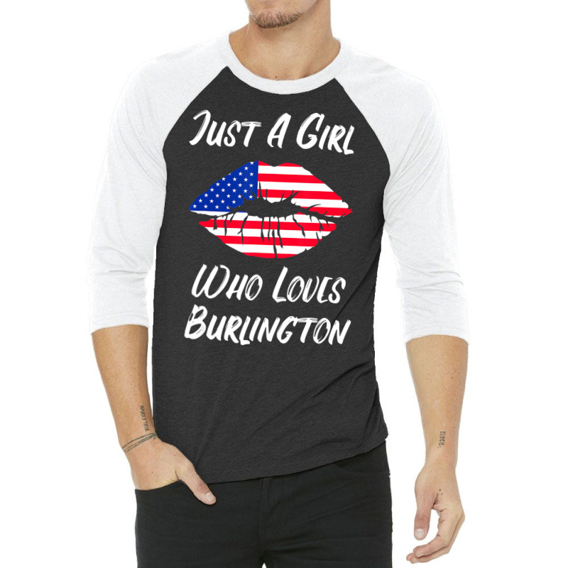 Lips Mouth Love American Flag Burlington T Shirt 3/4 Sleeve Shirt | Artistshot