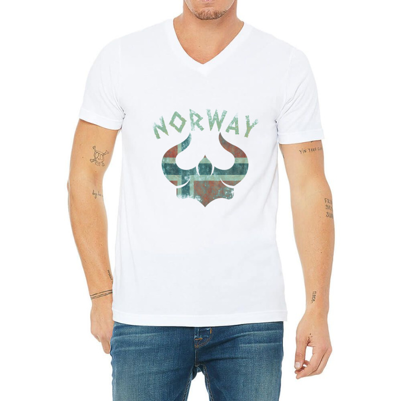 Norway Viking Helmet Scandinavian Norway Flag V-neck Tee | Artistshot