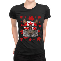 Canadian Squirrel Patriotic Canada Flag Maple Leaf Ladies Fitted T-shirt | Artistshot