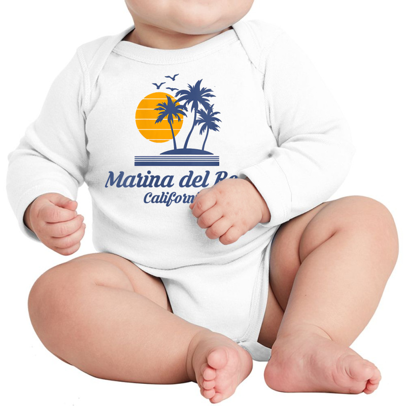 Womens Marina Del Rey City California Beach Summer Family Vacation V N Long Sleeve Baby Bodysuit by men.adam | Artistshot