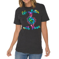 Life Is Better With Music Notes Teen Girl Women Mu Vintage T-shirt | Artistshot