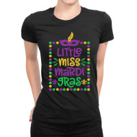 Little Miss Mardi Gras   Cute Girls Mardi Gras Gif Ladies Fitted T-shirt | Artistshot