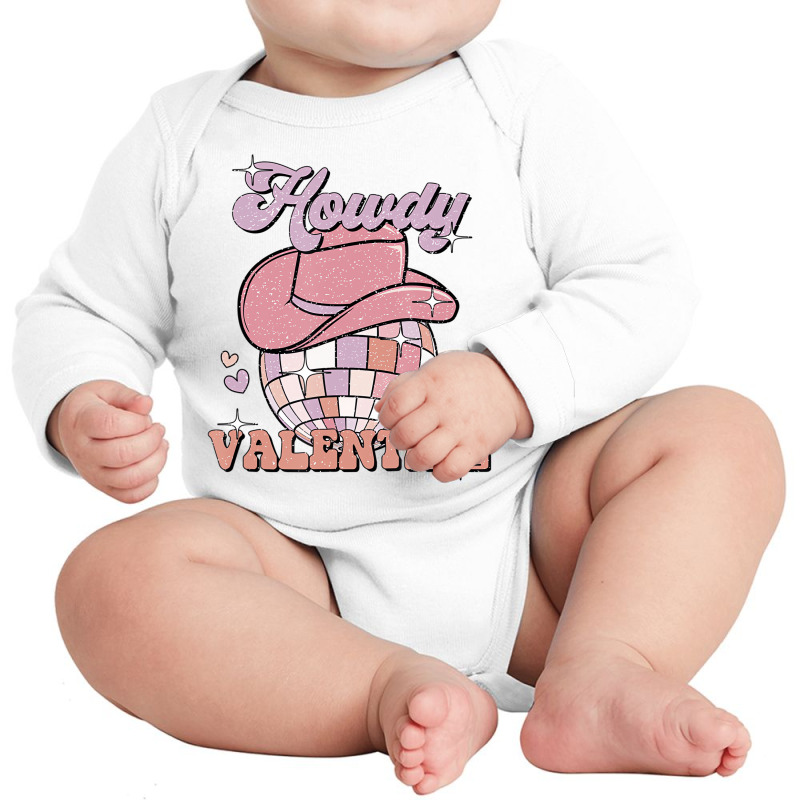 Preppy Cowgirl Howdy Valentine Heart Disco Valenti Long Sleeve Baby Bodysuit by bettincam | Artistshot