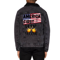 Beer Second Graphic Masque Unisex Sherpa-lined Denim Jacket | Artistshot